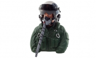 BlitzRCWorks 1:6 Green Highly Detailed Bust Scaled Jet Pilot Figure for AF Model | AeroFoam 12 CH Blue T-45 Goshawk 105-110mm RC EDF Jet