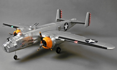 6 CH BlitzRCWorks Silver B-25 Mitchell Bomber V2 RC Warbird 